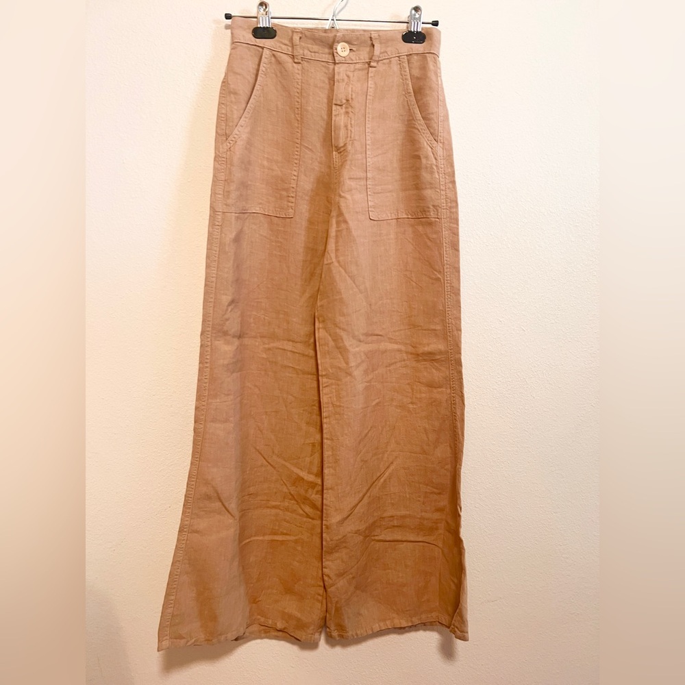 NWOT Enza Costa High waist wide leg linen pants. Size 0 / XS in oat milk - Picture 2 of 6